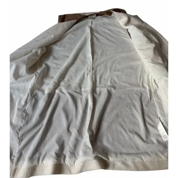 Chico’s Vest Ivory Wool Faux Suede Zip Pockets Cream Tan 2 US Large - Picture 8 of 13